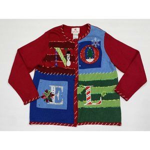 quacker factory noel christmas cardigan red large